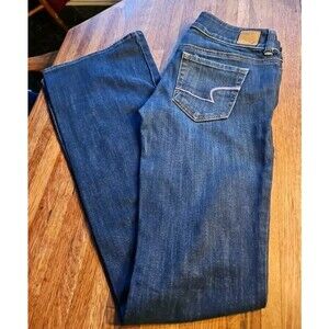 New American Eagle Artist 9" Flare Double Button Jeans Stretch Low-Rise 2 28x32